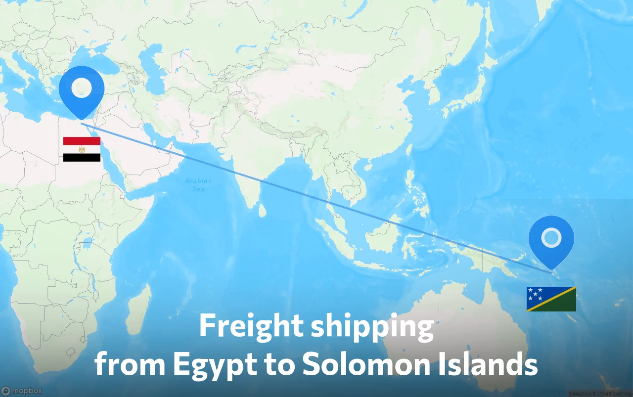Shipping route from Egypt to Solomon Islands