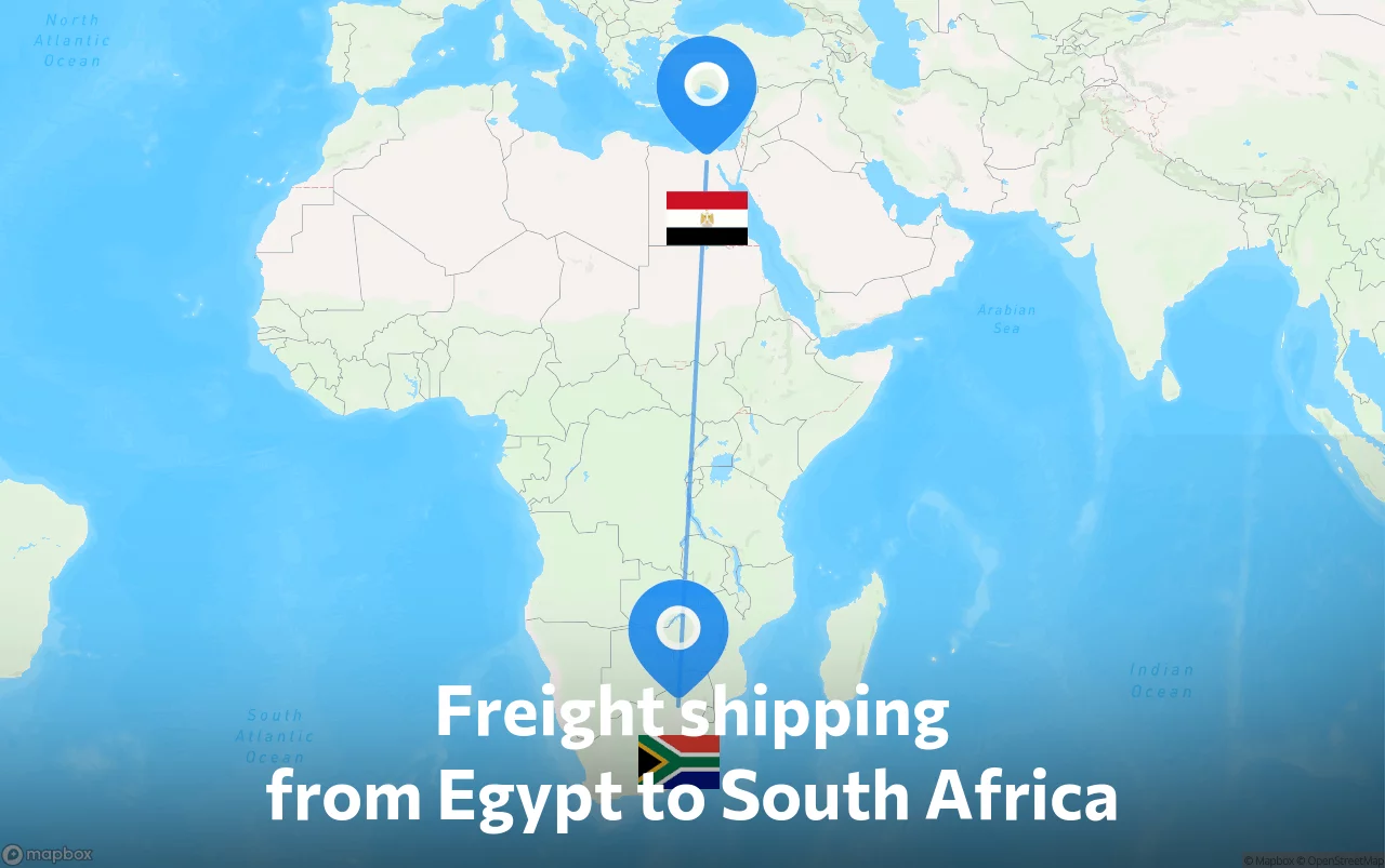 Shipping route from Egypt to South Africa