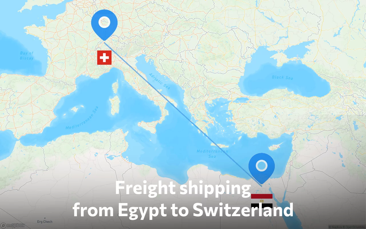 Shipping route from Egypt to Switzerland