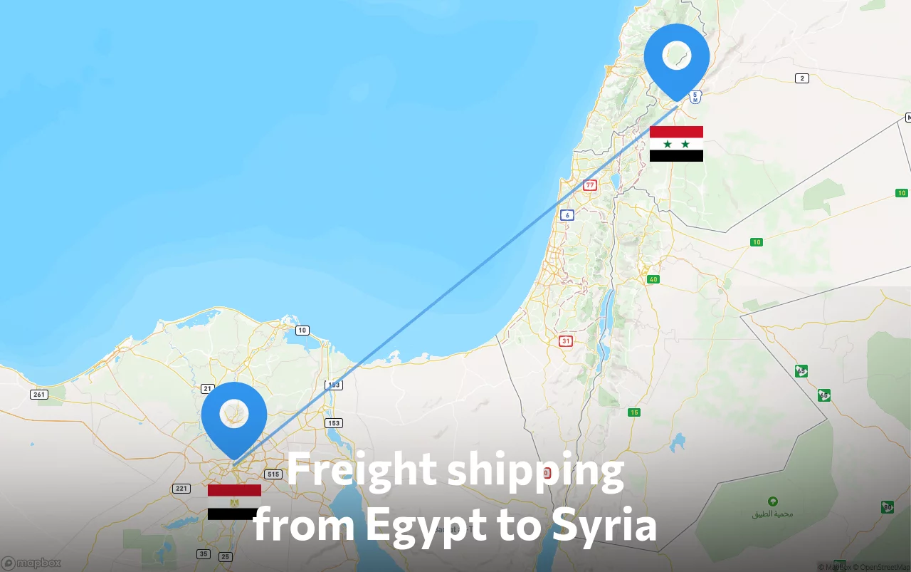 Shipping route from Egypt to Syria