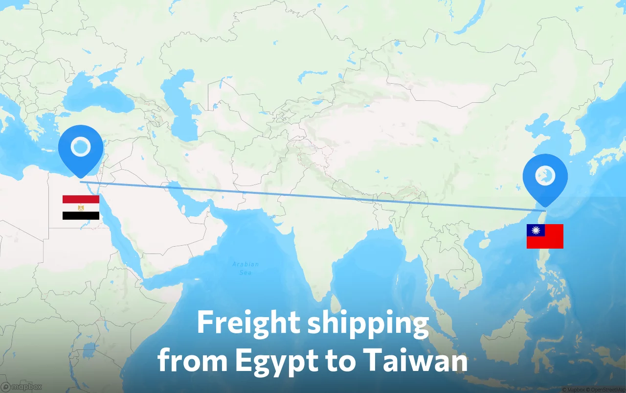 Shipping route from Egypt to Taiwan