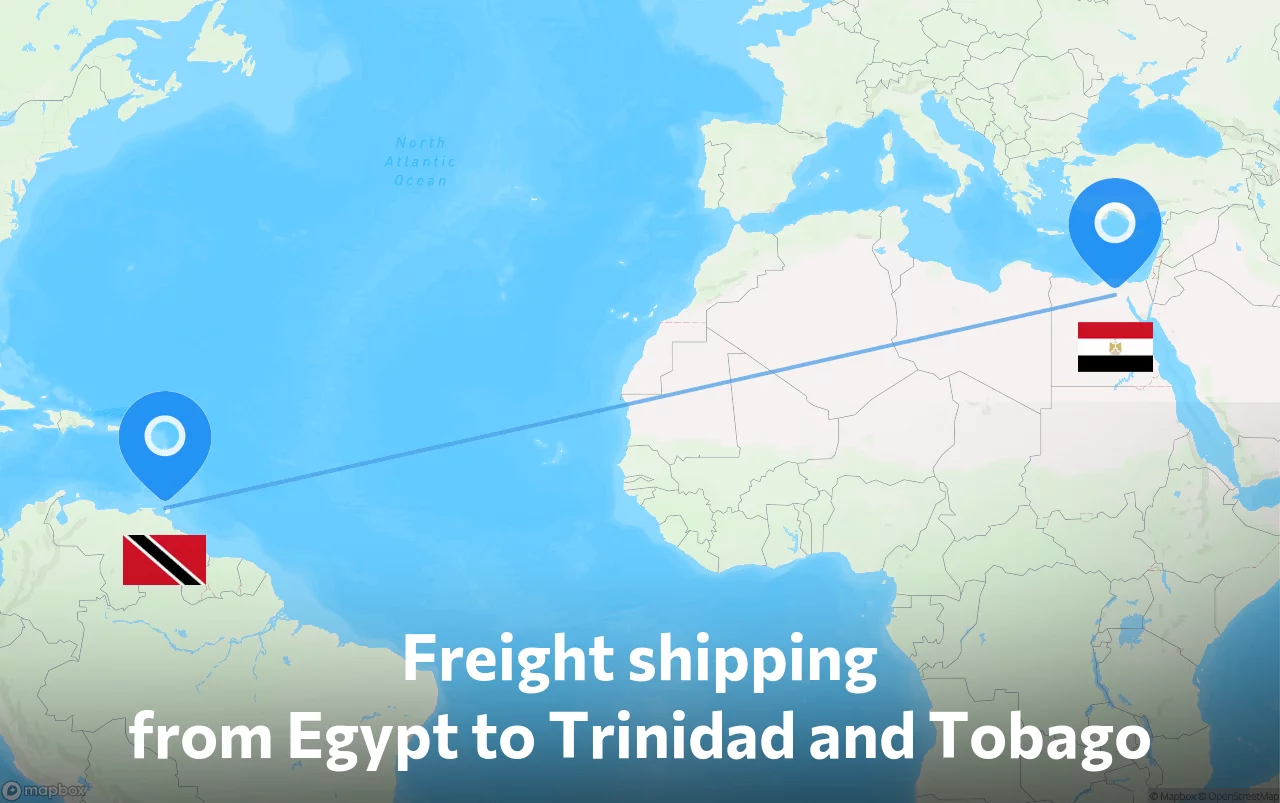 Shipping route from Egypt to Trinidad and Tobago