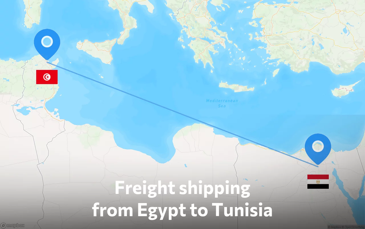 Shipping route from Egypt to Tunisia
