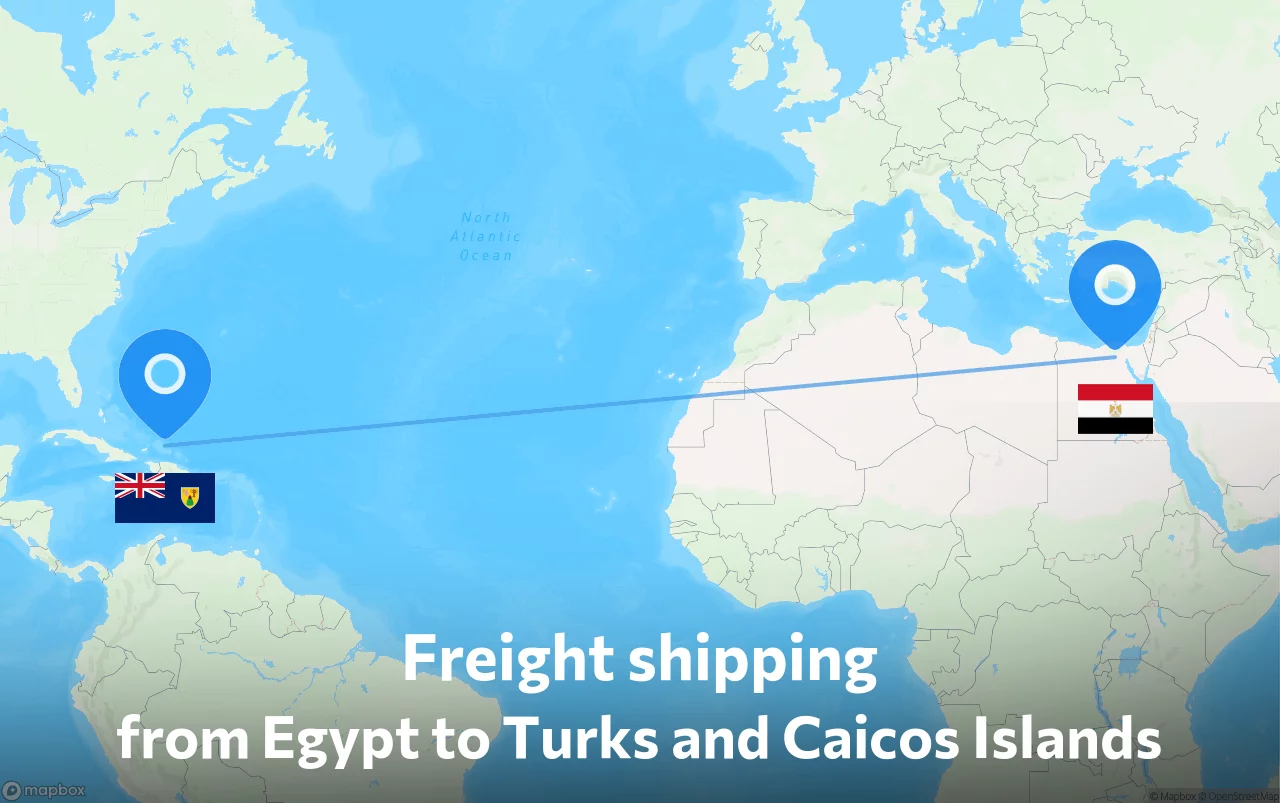 Shipping route from Egypt to Turks and Caicos Islands