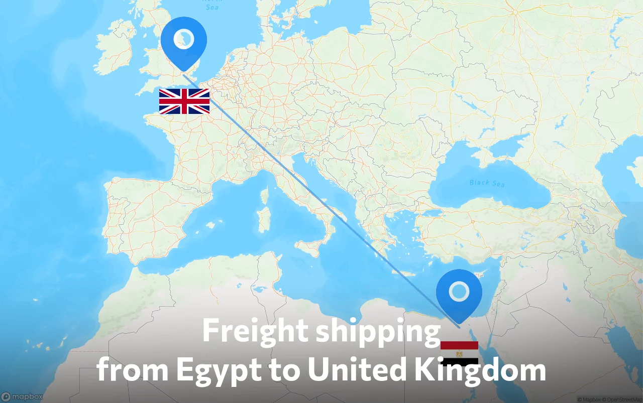 Shipping route from Egypt to United Kingdom