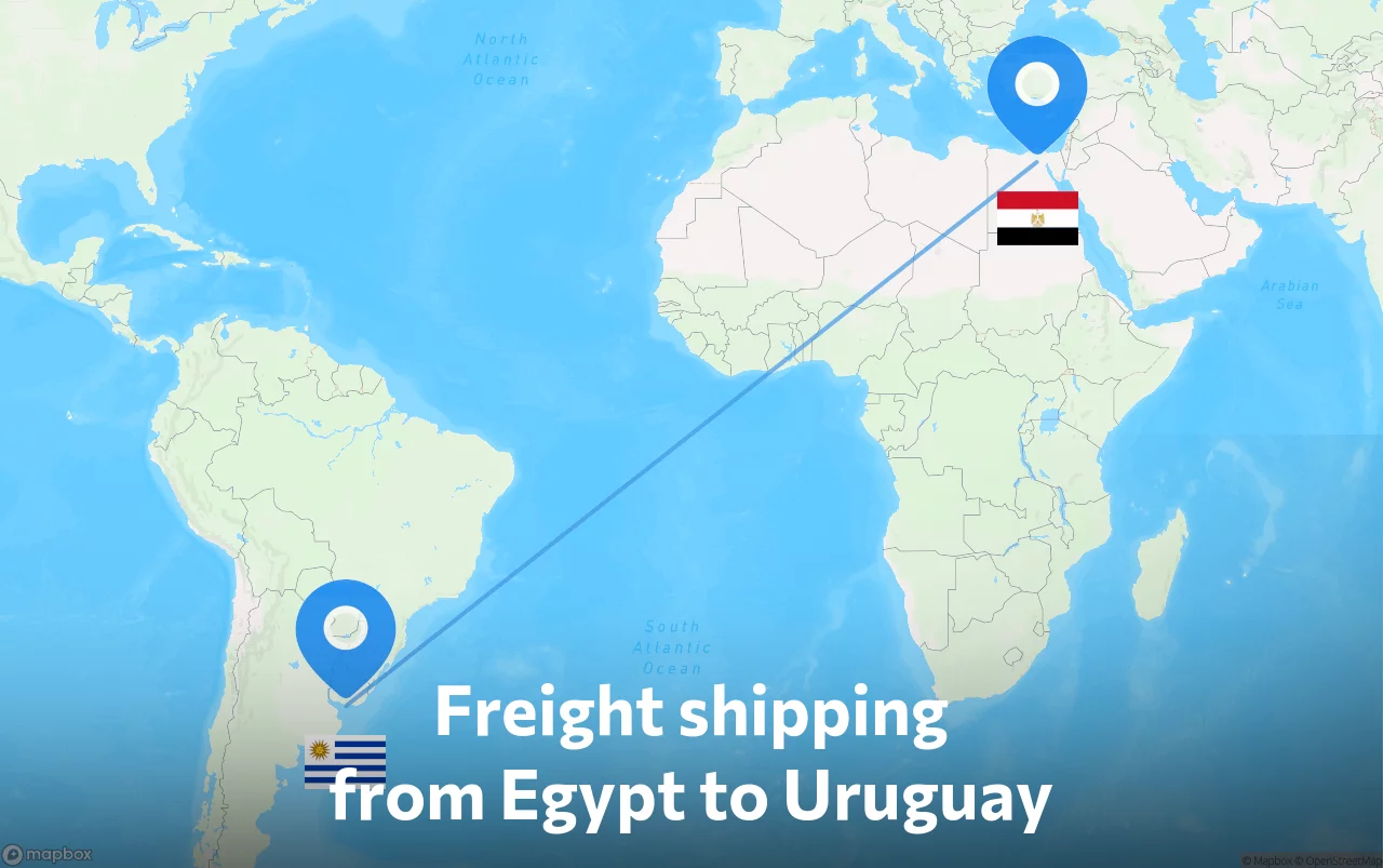 Shipping route from Egypt to Uruguay