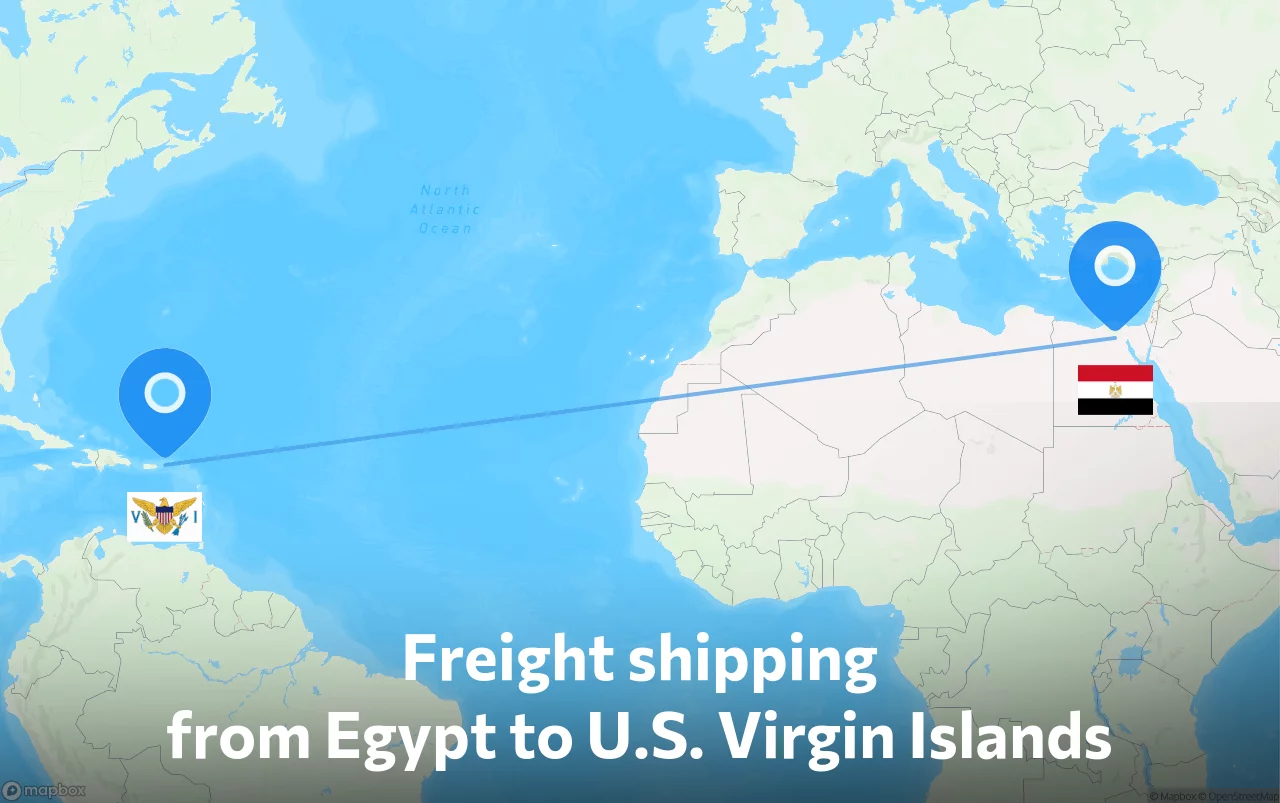 Shipping route from Egypt to U.S. Virgin Islands