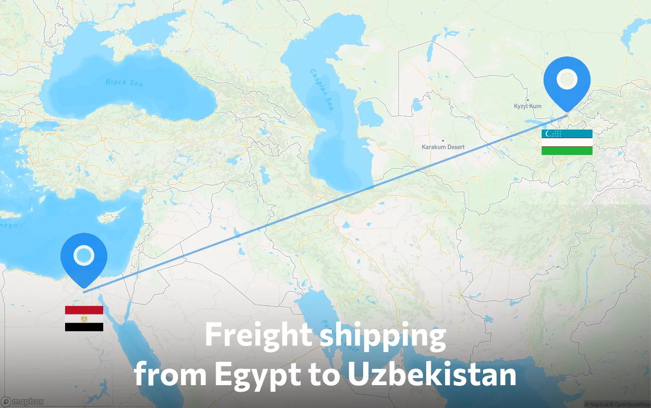 Shipping route from Egypt to Uzbekistan
