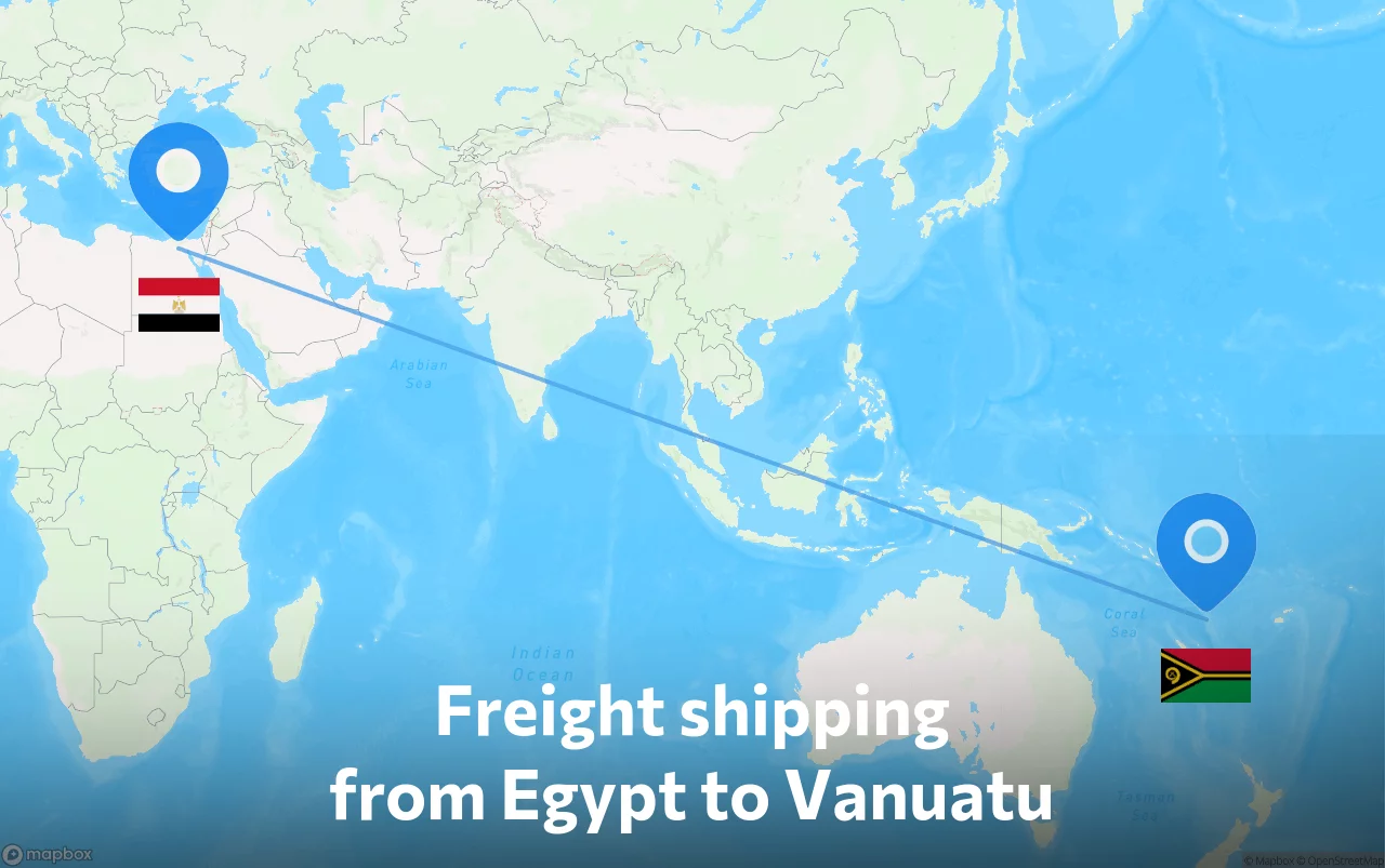 Shipping route from Egypt to Vanuatu
