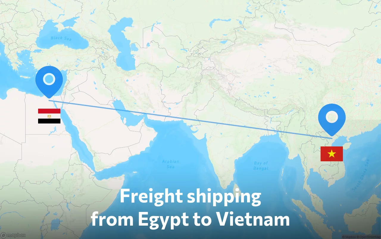 Shipping route from Egypt to Vietnam