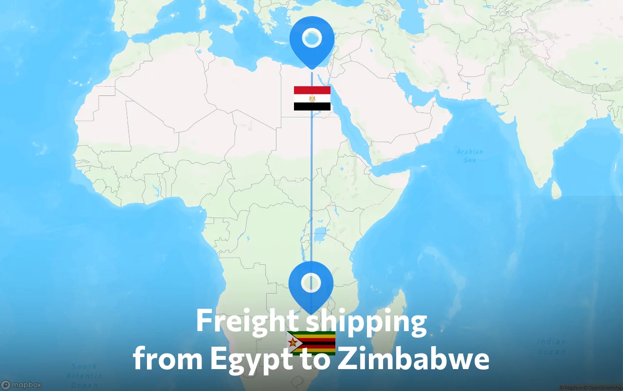 Shipping route from Egypt to Zimbabwe