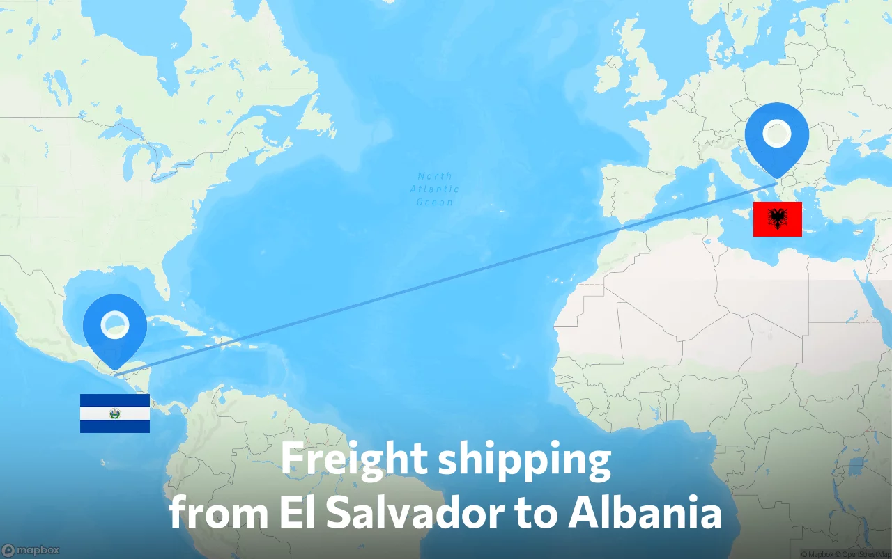 Shipping route from El Salvador to Albania