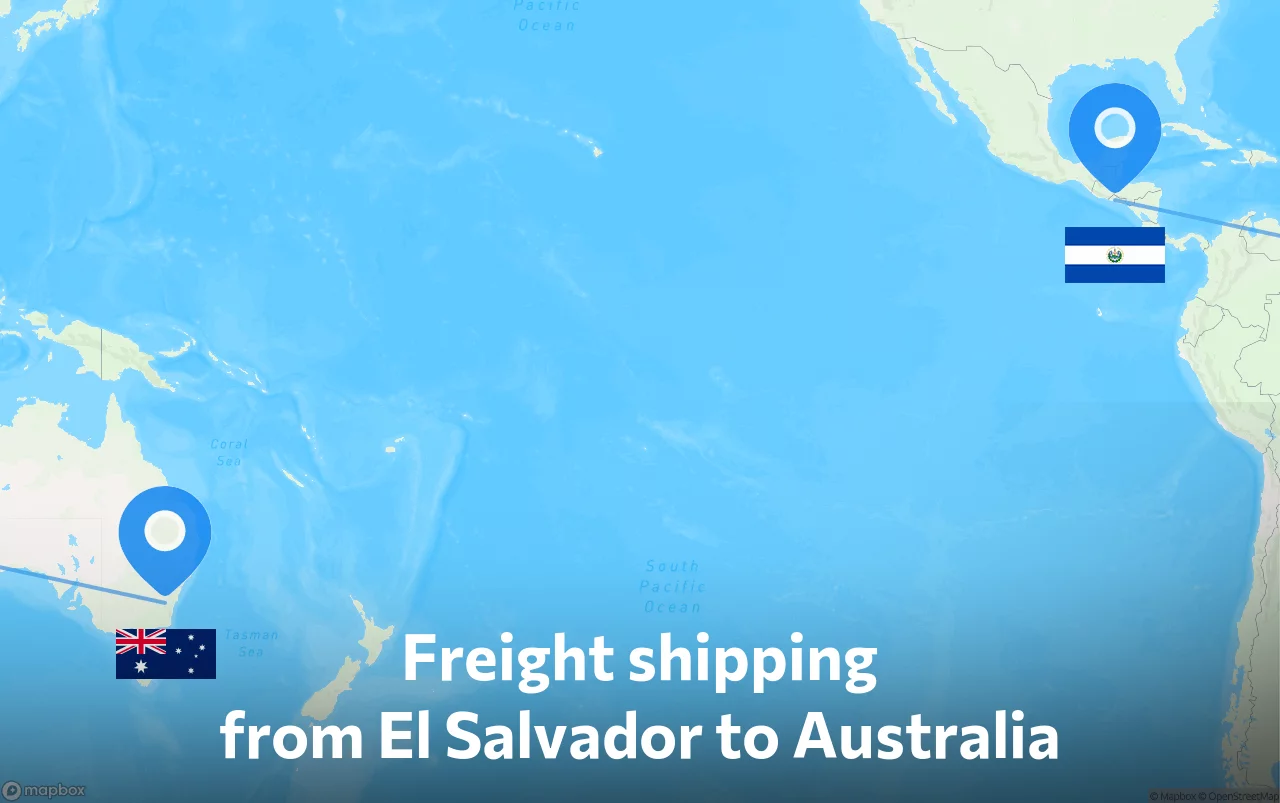 Shipping route from El Salvador to Australia
