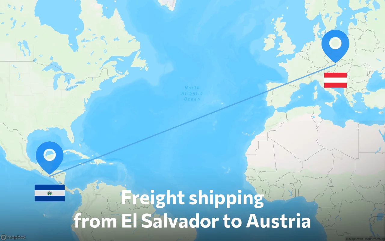 Shipping route from El Salvador to Austria