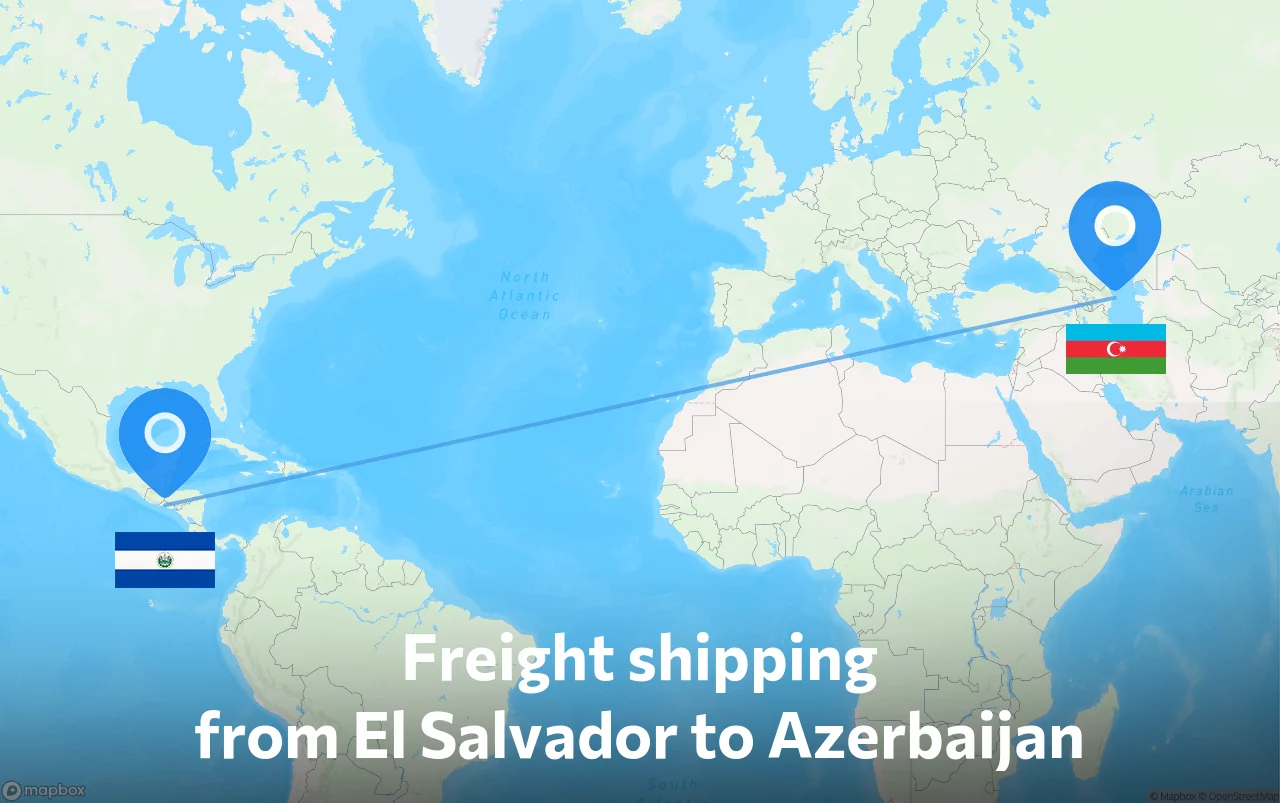Shipping route from El Salvador to Azerbaijan