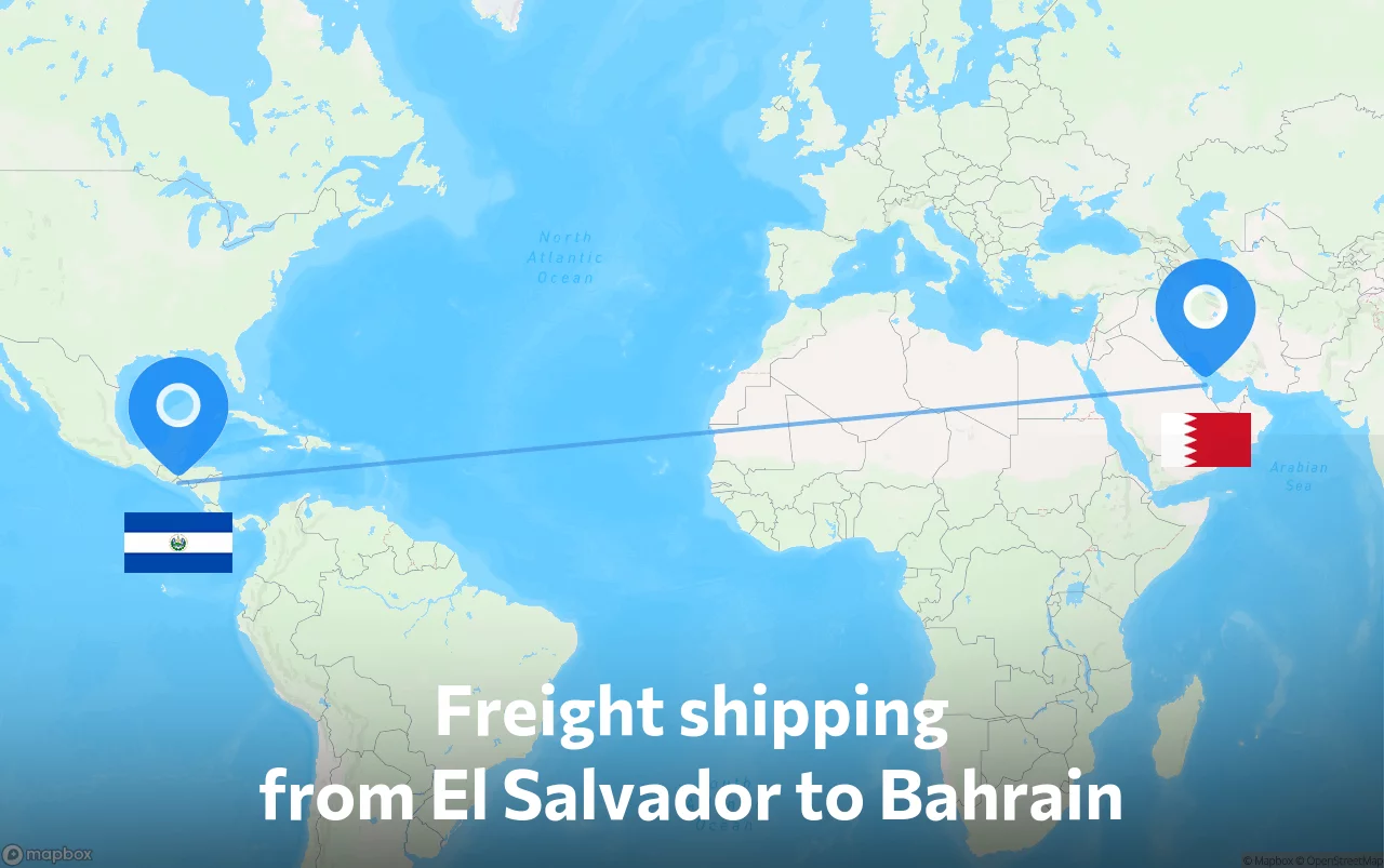 Shipping route from El Salvador to Bahrain