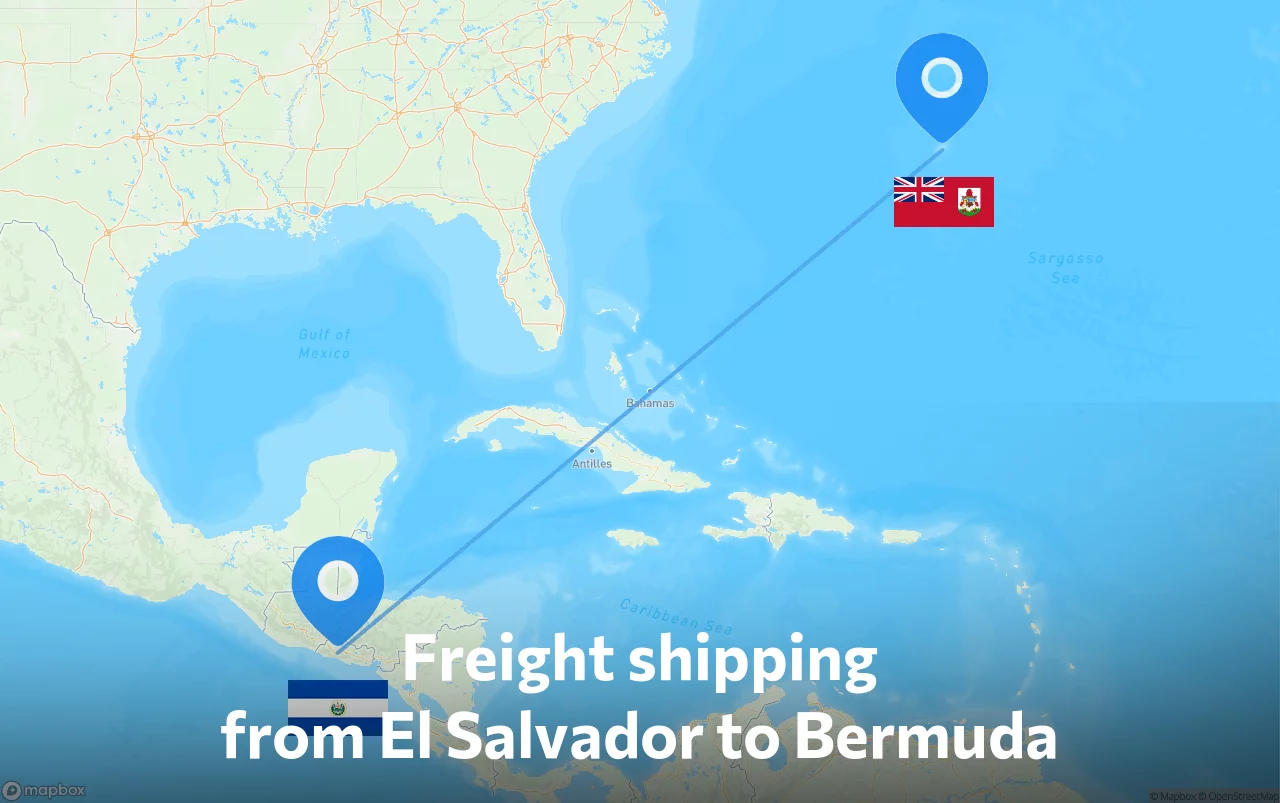 Shipping route from El Salvador to Bermuda