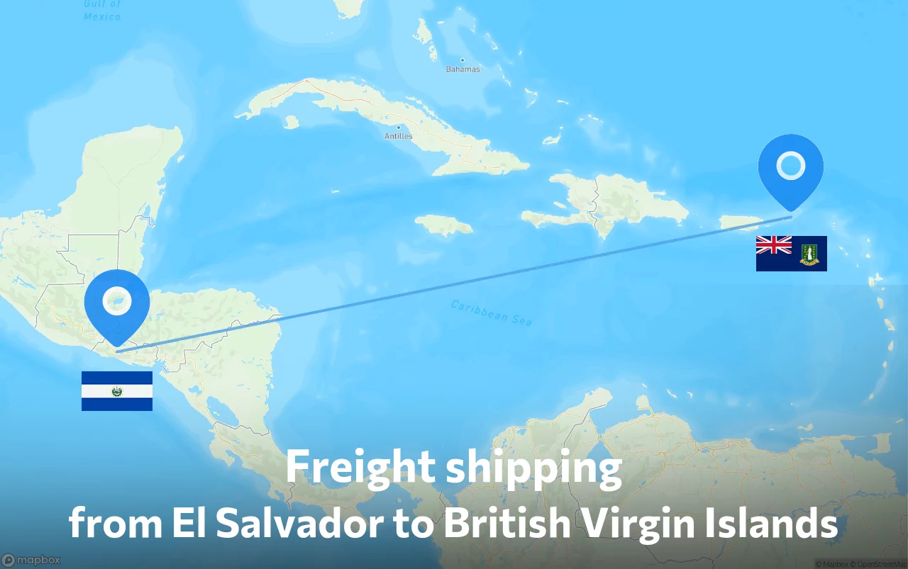Shipping route from El Salvador to British Virgin Islands