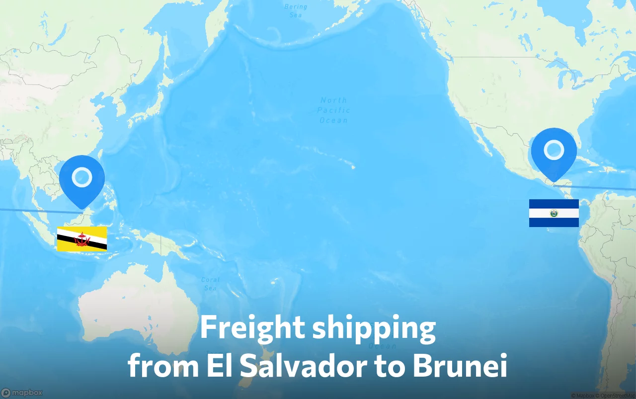 Shipping route from El Salvador to Brunei