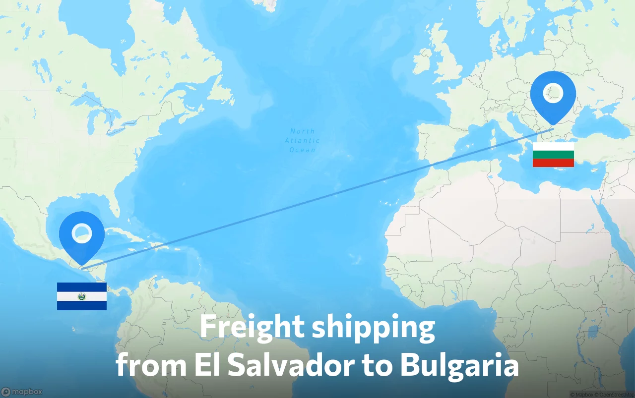 Shipping route from El Salvador to Bulgaria