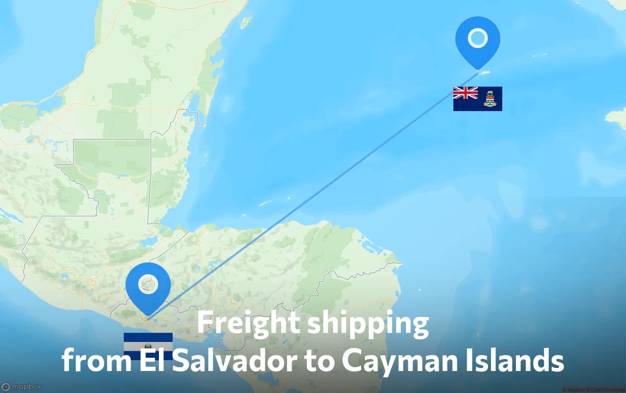 Shipping route from El Salvador to Cayman Islands