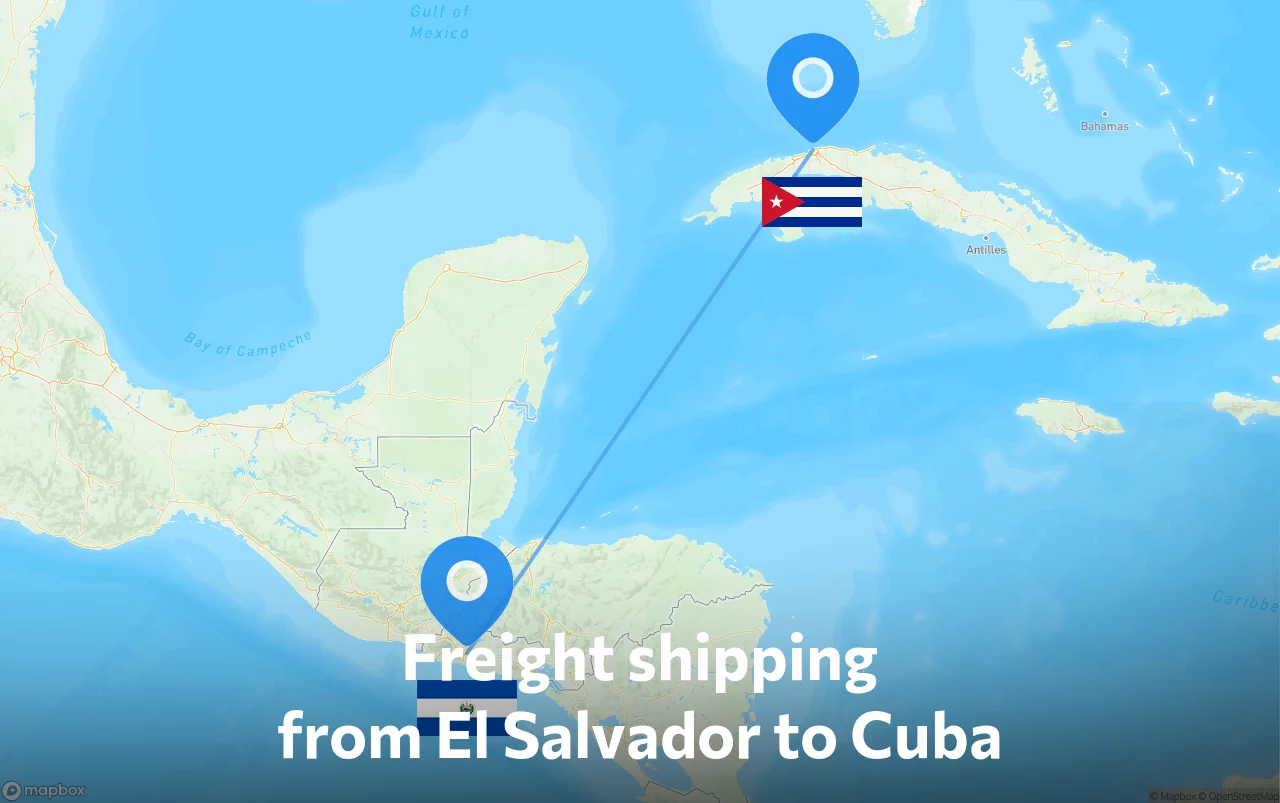 Shipping route from El Salvador to Cuba