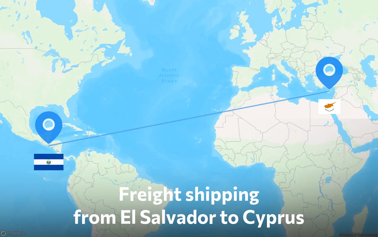 Shipping route from El Salvador to Cyprus