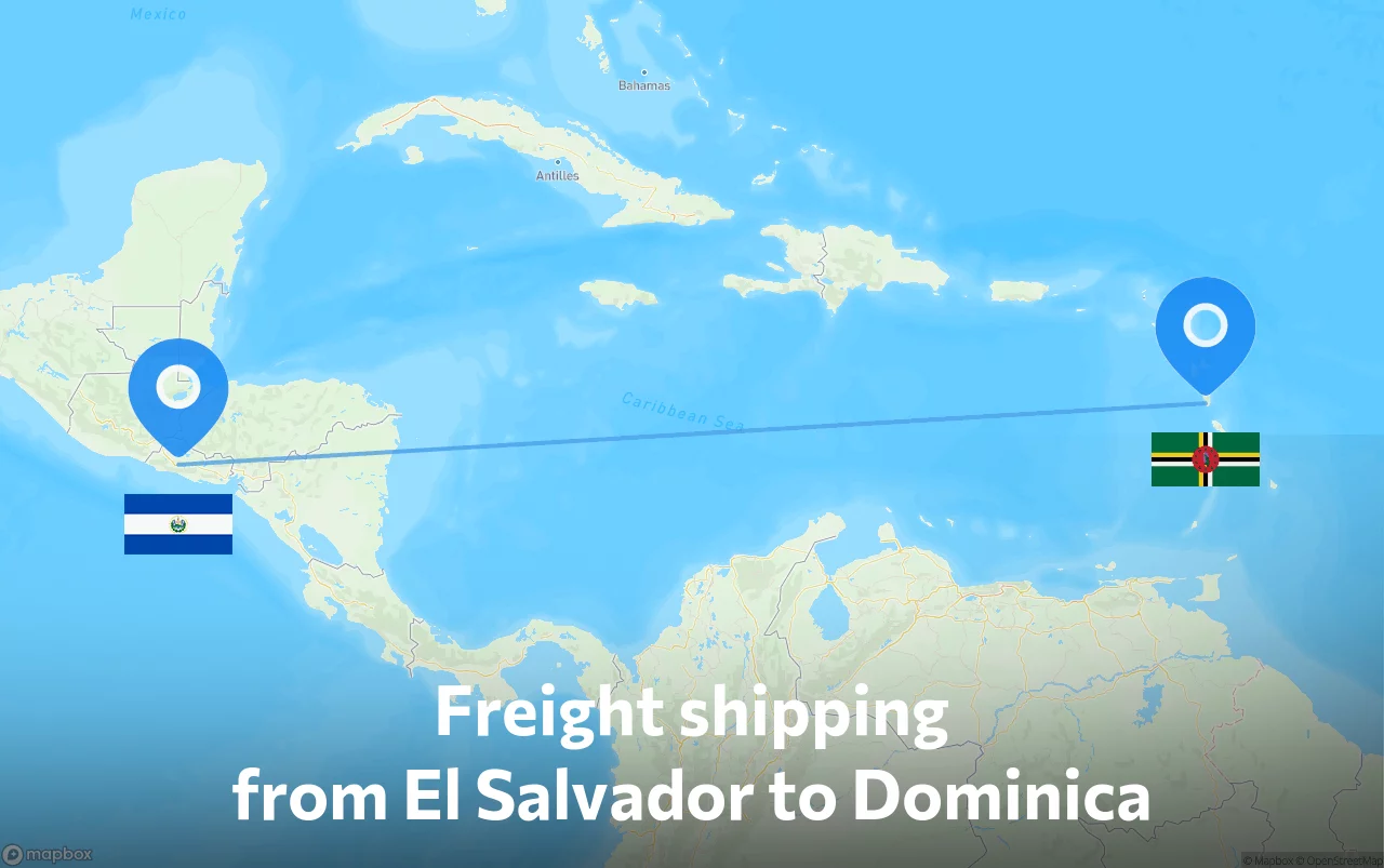 Shipping route from El Salvador to Dominica