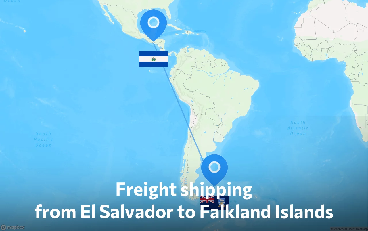 Shipping route from El Salvador to Falkland Islands