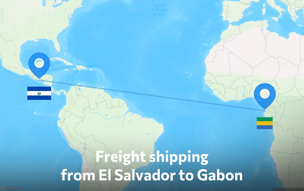 Shipping route from El Salvador to Gabon