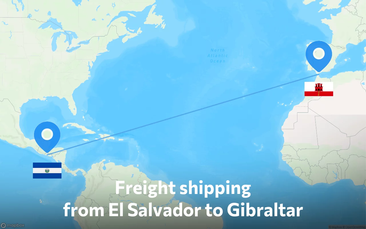 Shipping route from El Salvador to Gibraltar