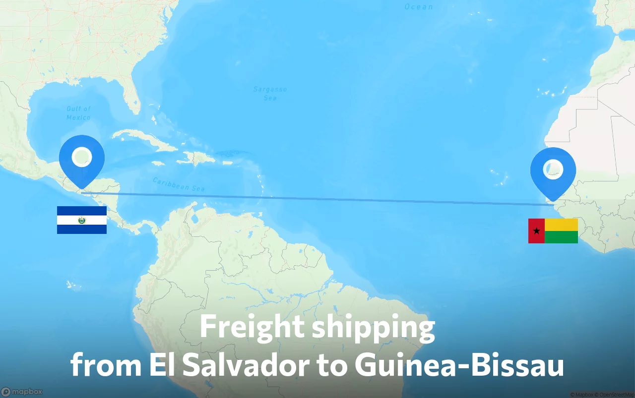 Shipping route from El Salvador to Guinea-Bissau