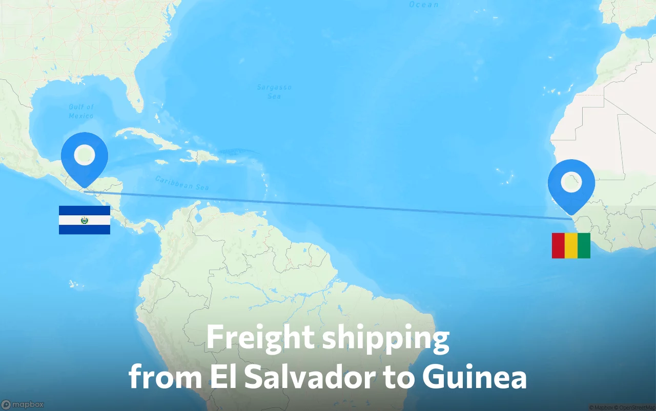 Shipping route from El Salvador to Guinea
