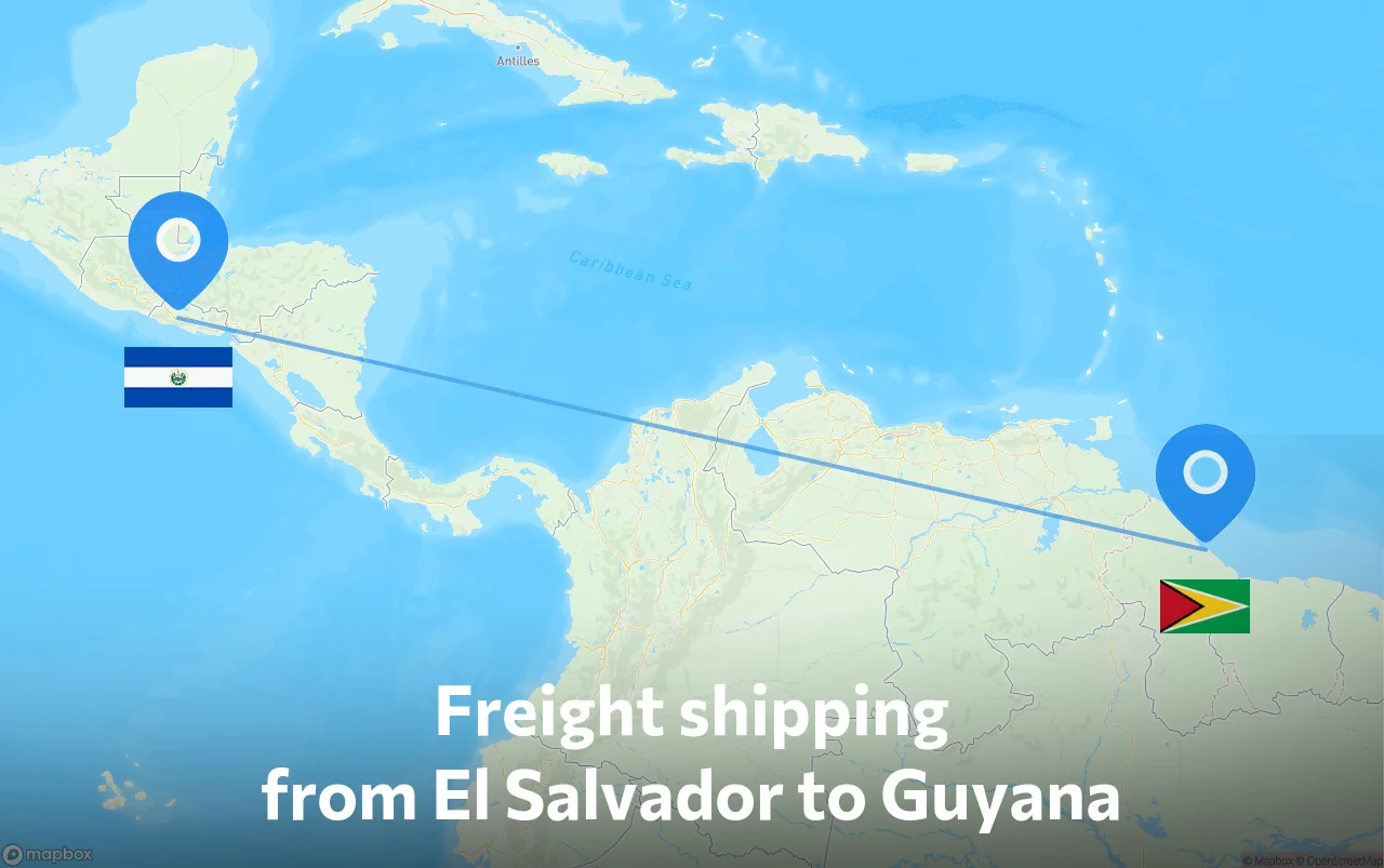 Shipping route from El Salvador to Guyana