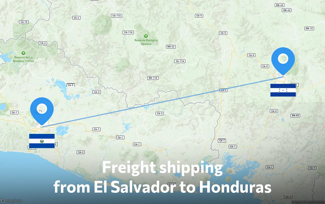 Shipping route from El Salvador to Honduras