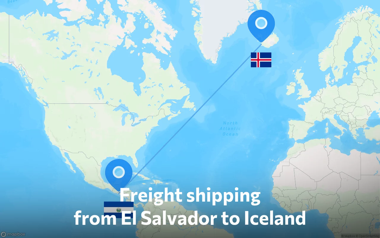Shipping route from El Salvador to Iceland