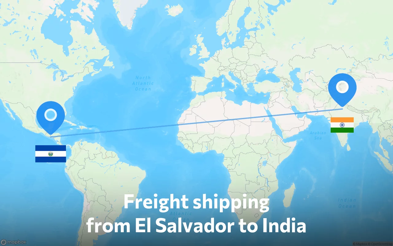 Shipping route from El Salvador to India