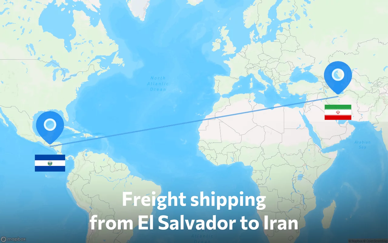 Shipping route from El Salvador to Iran