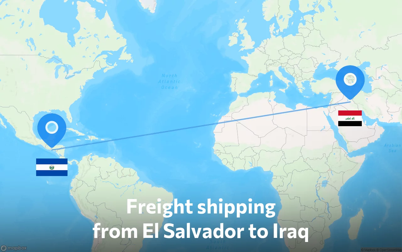 Shipping route from El Salvador to Iraq