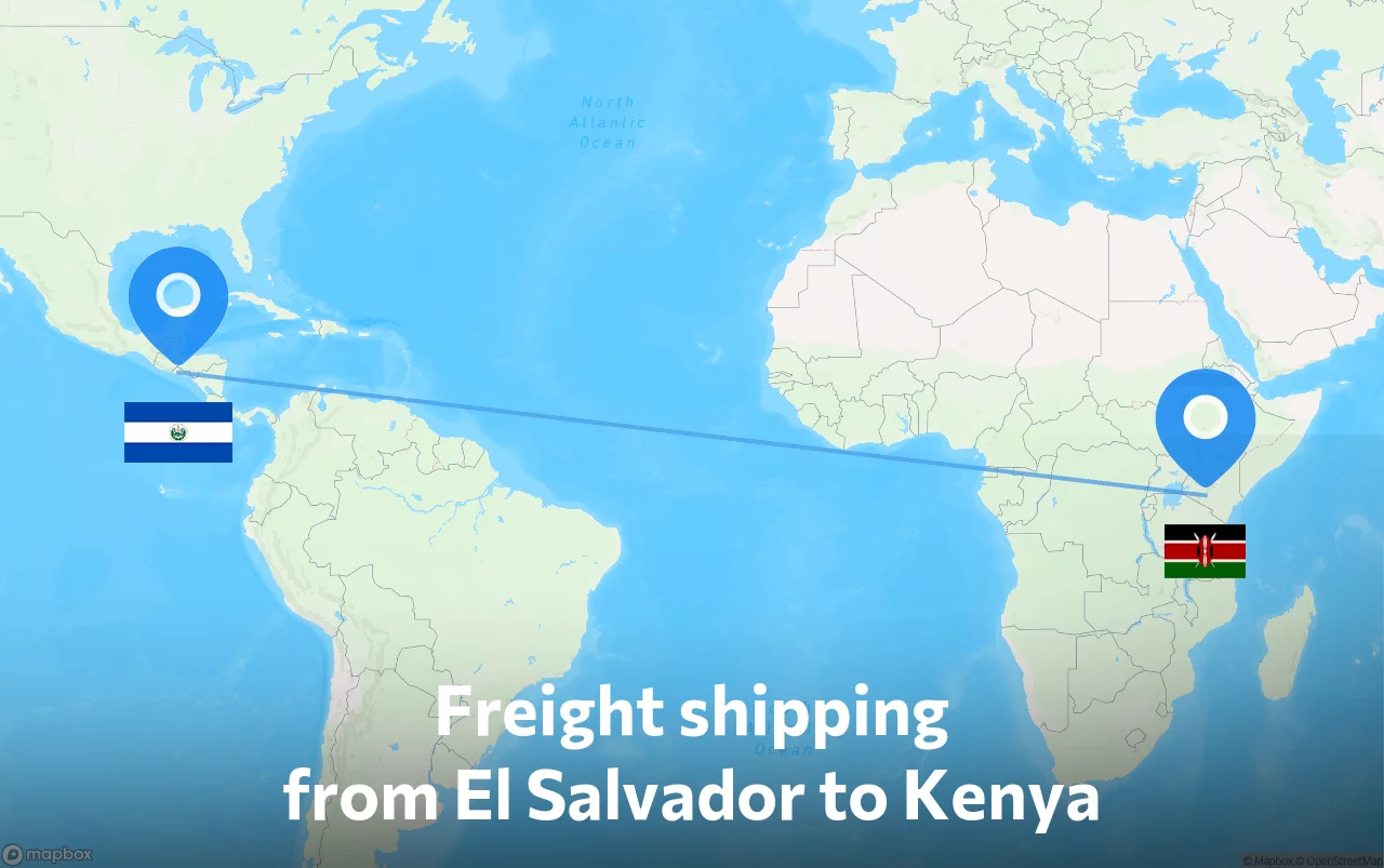 Shipping route from El Salvador to Kenya