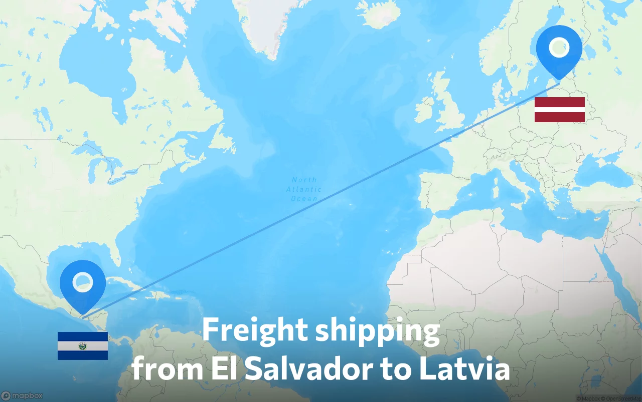 Shipping route from El Salvador to Latvia