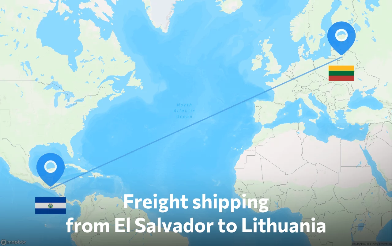 Shipping route from El Salvador to Lithuania