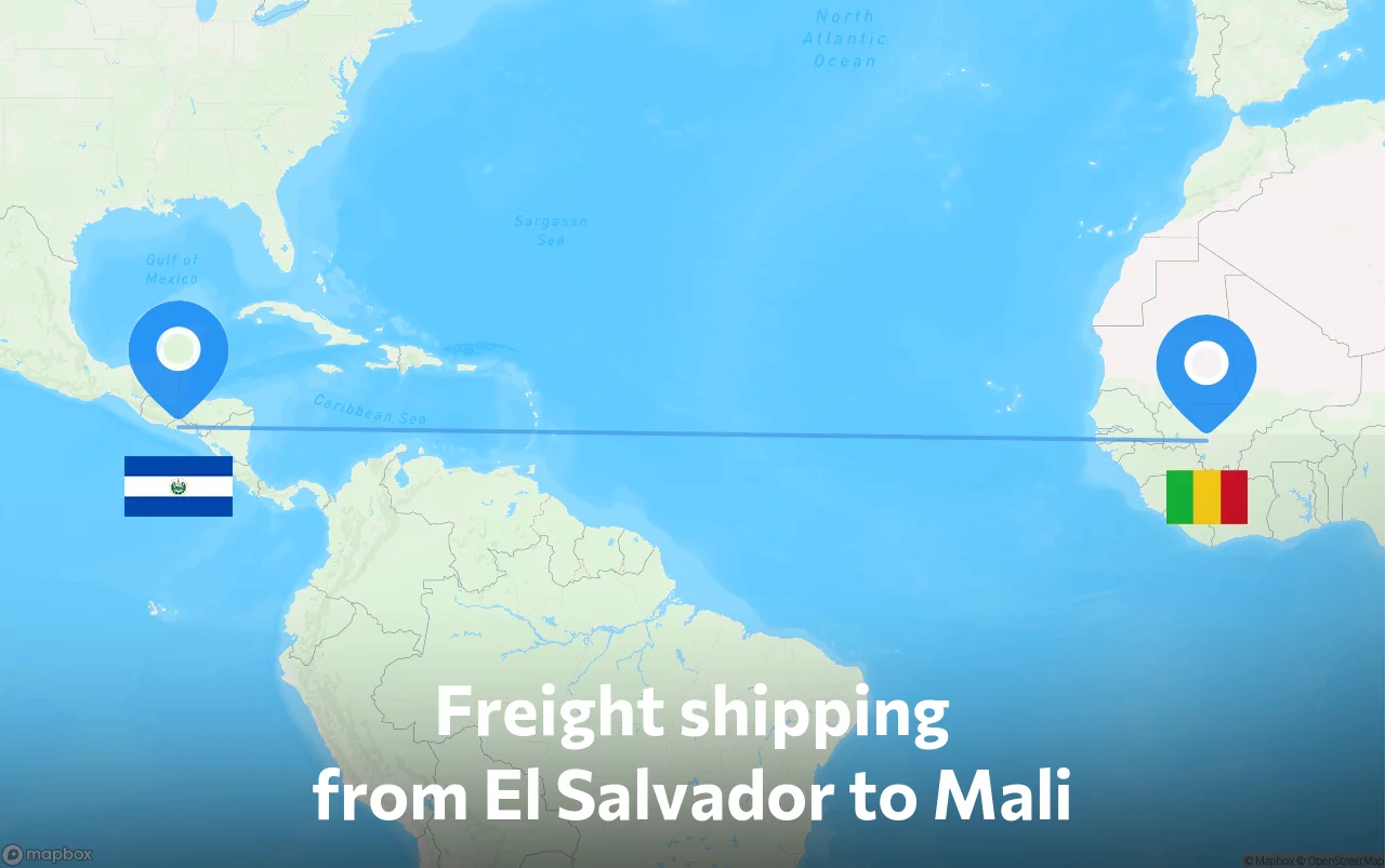 Shipping route from El Salvador to Mali