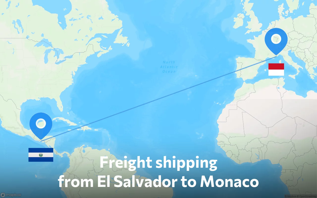 Shipping route from El Salvador to Monaco