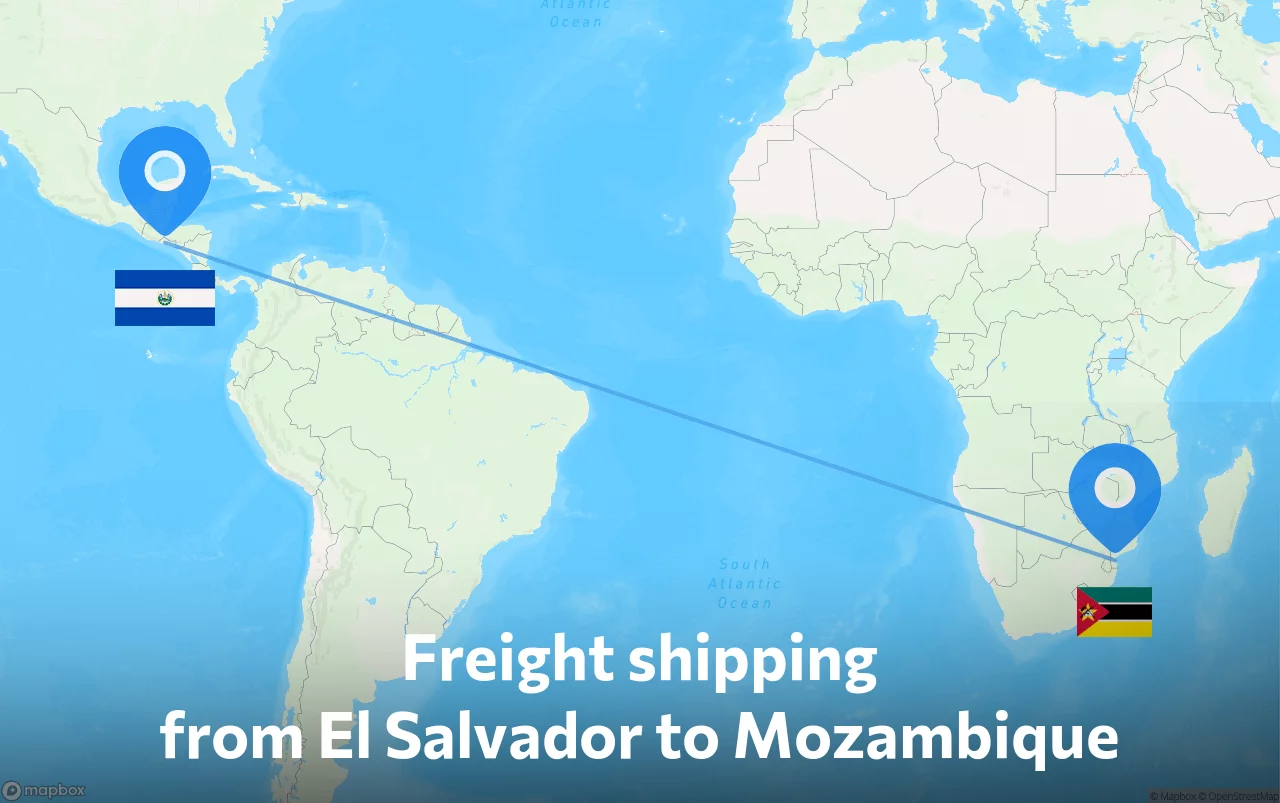 Shipping route from El Salvador to Mozambique