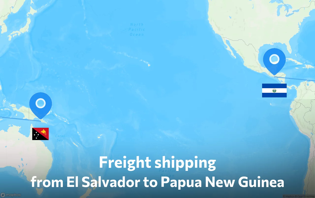 Shipping route from El Salvador to Papua New Guinea