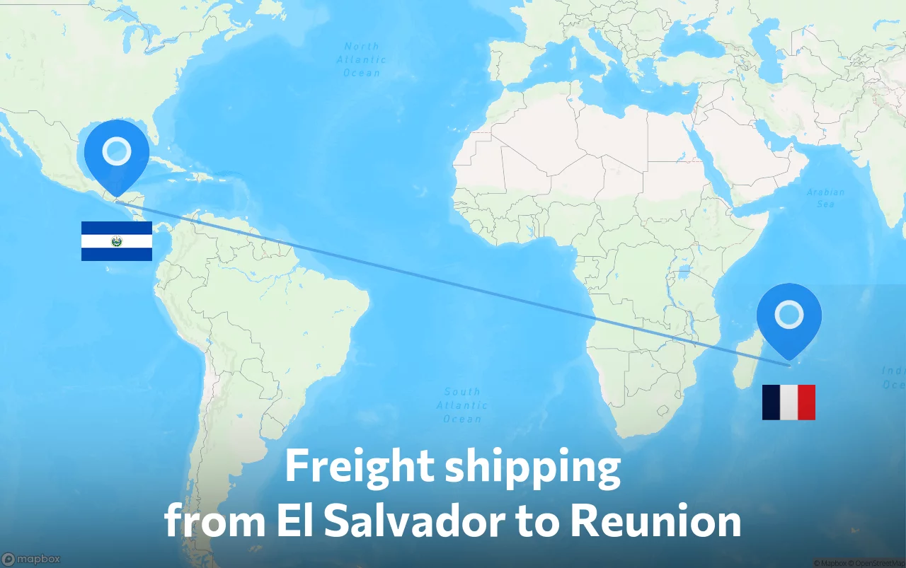 Shipping route from El Salvador to Reunion