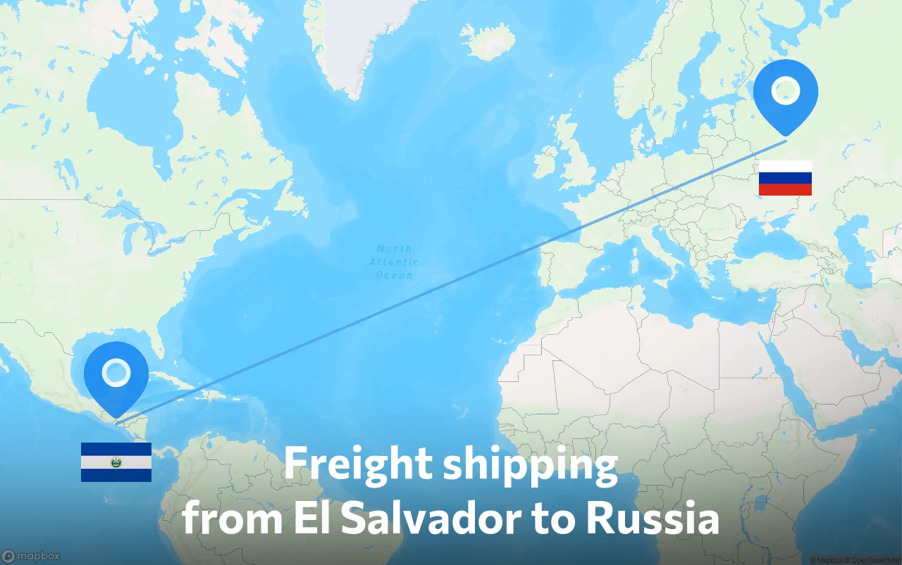 Shipping route from El Salvador to Russia