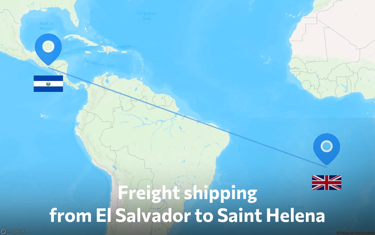 Shipping route from El Salvador to Saint Helena