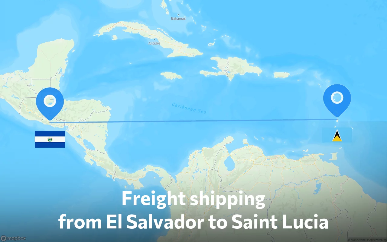 Shipping route from El Salvador to Saint Lucia